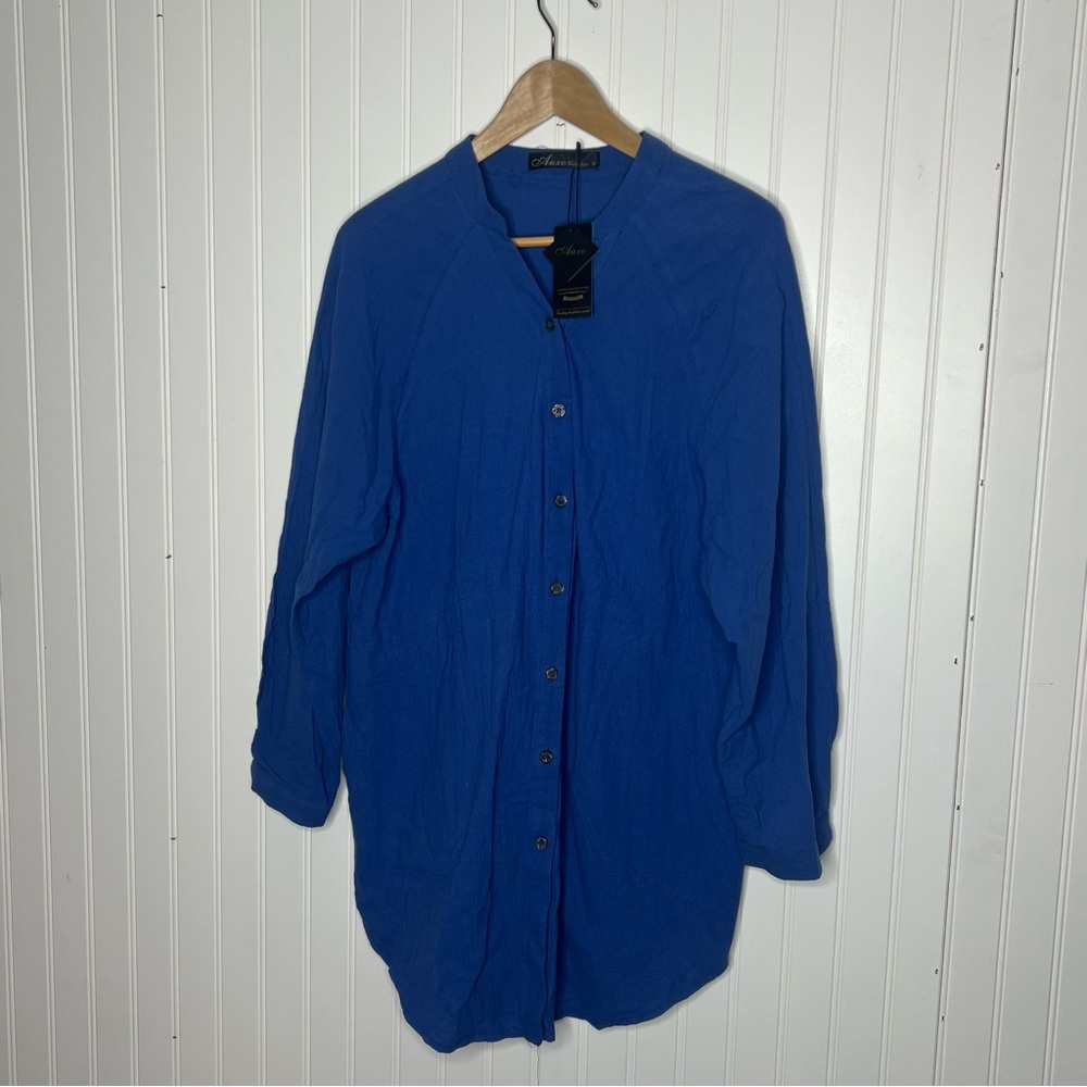 NWT Auxo Collection Lagenlook Long Sleeve Button Front Tunic With Pockets XL